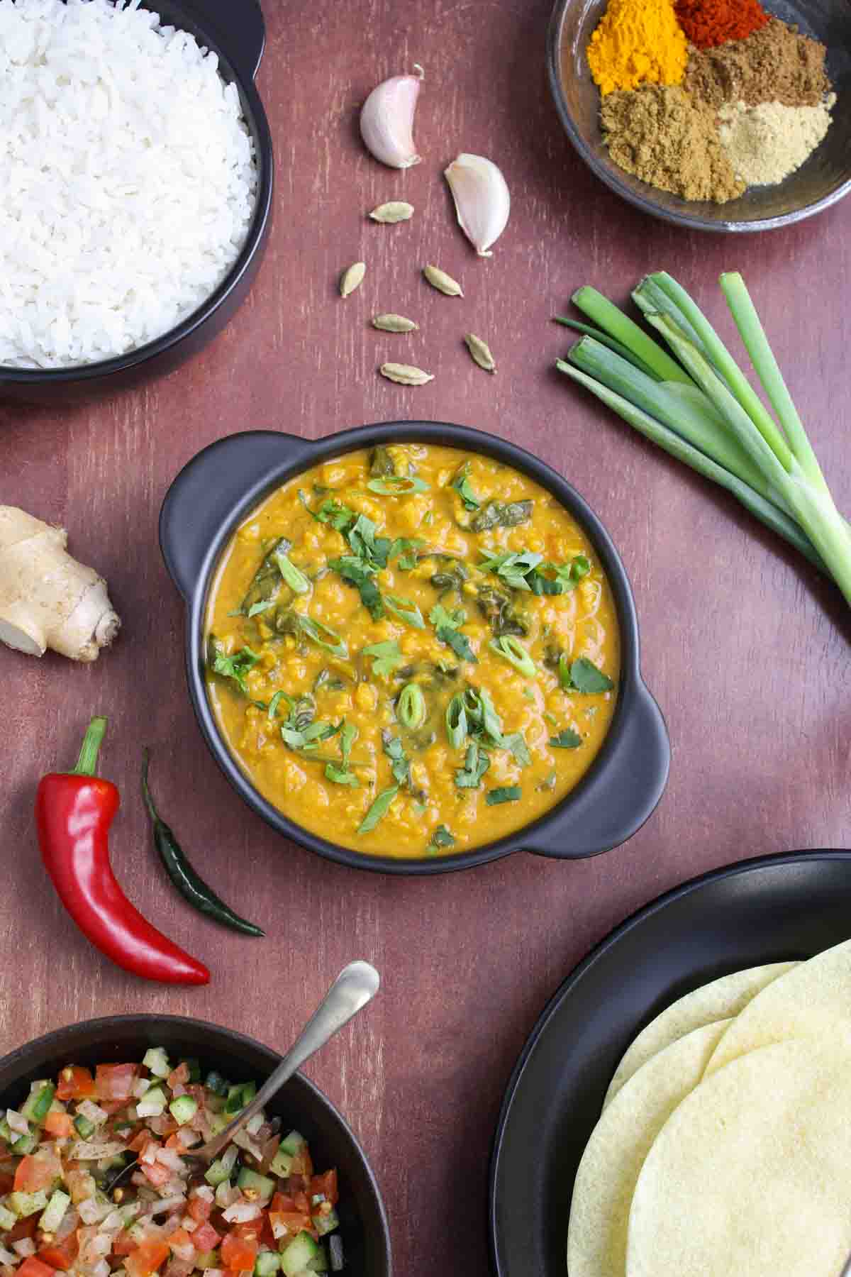 Lentil Spinach Curry Overhead