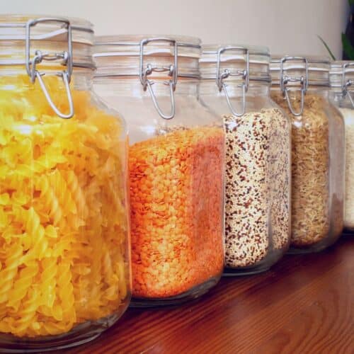 Grains and Pulses in Jars on Table