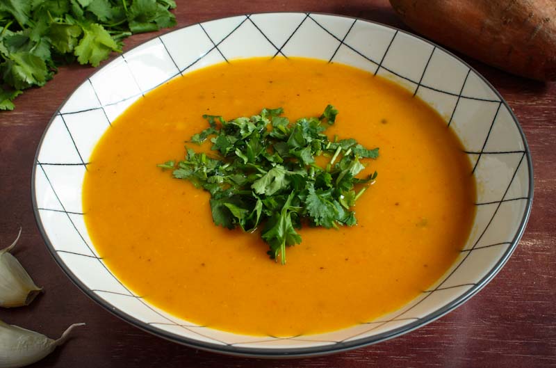 Vegan Sweet Potato and Coconut Soup in Bowl