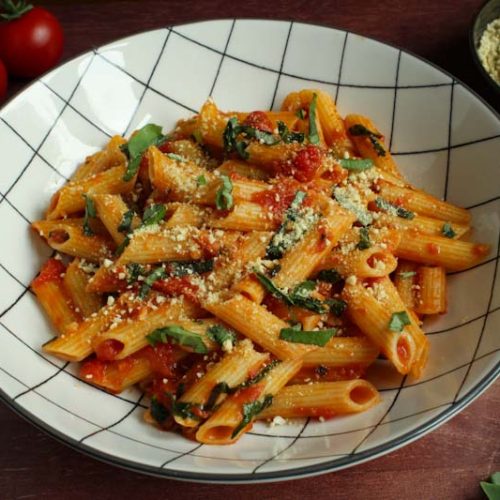 Easy Tomato Pasta Sauce with Vegan Parmesan