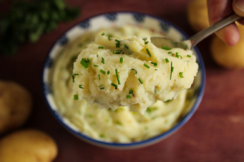 Vegan Mashed Potatoes on Spoon