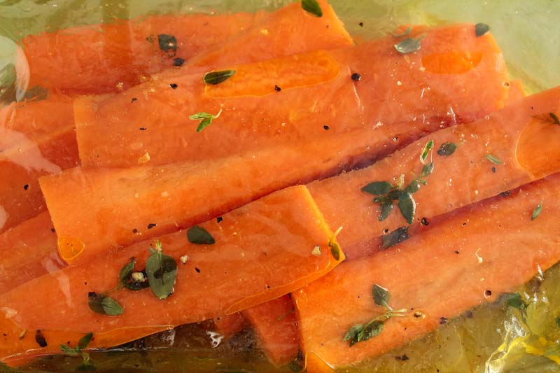Carrots Marinating in Lemon Juice, Olive Oil and Thyme
