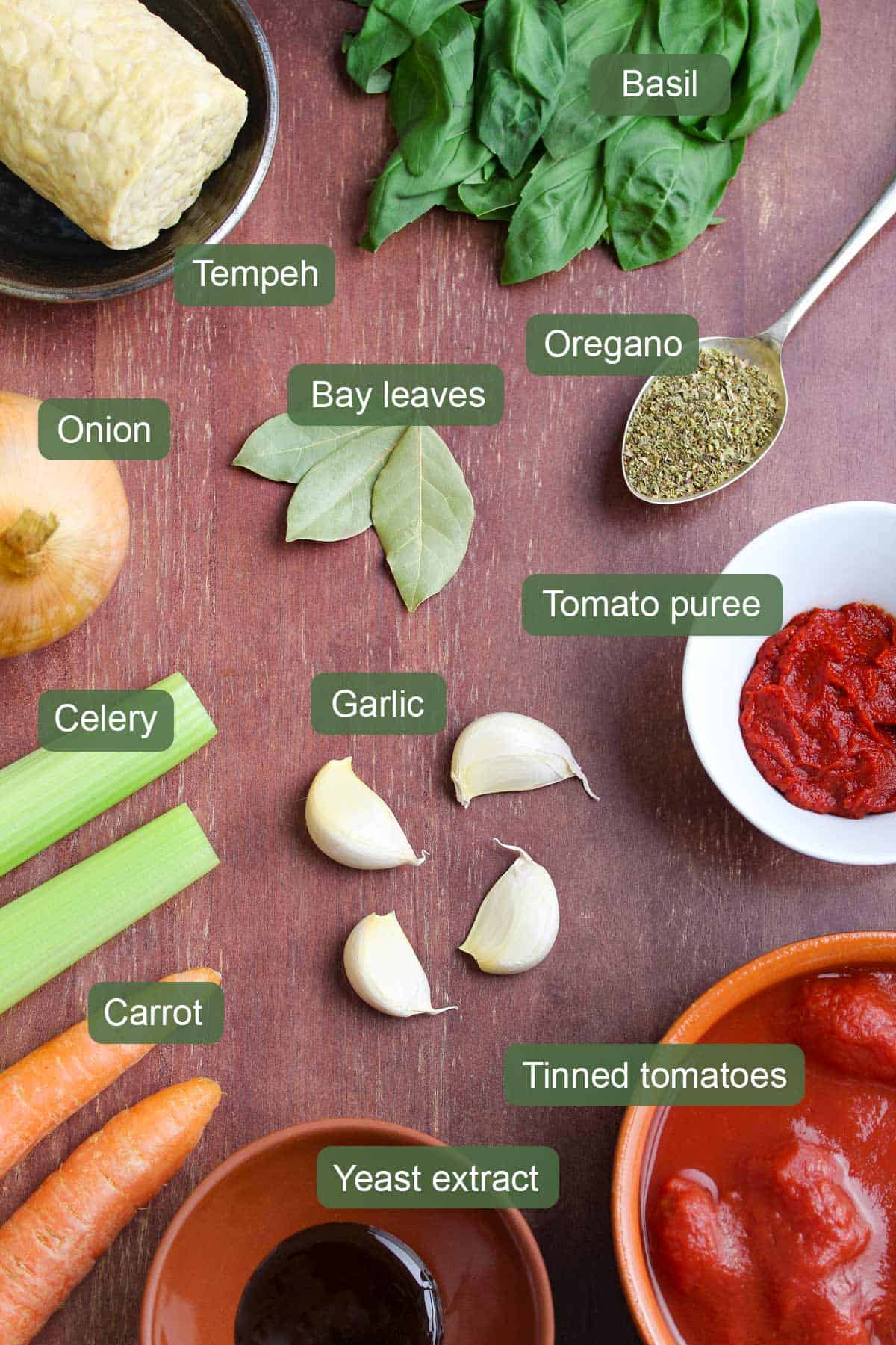 Tempeh Bolognese Ingredients