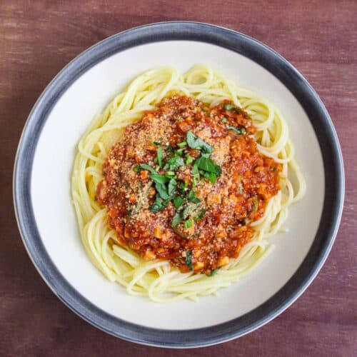 Tempeh Bolognese with Pasta Feature