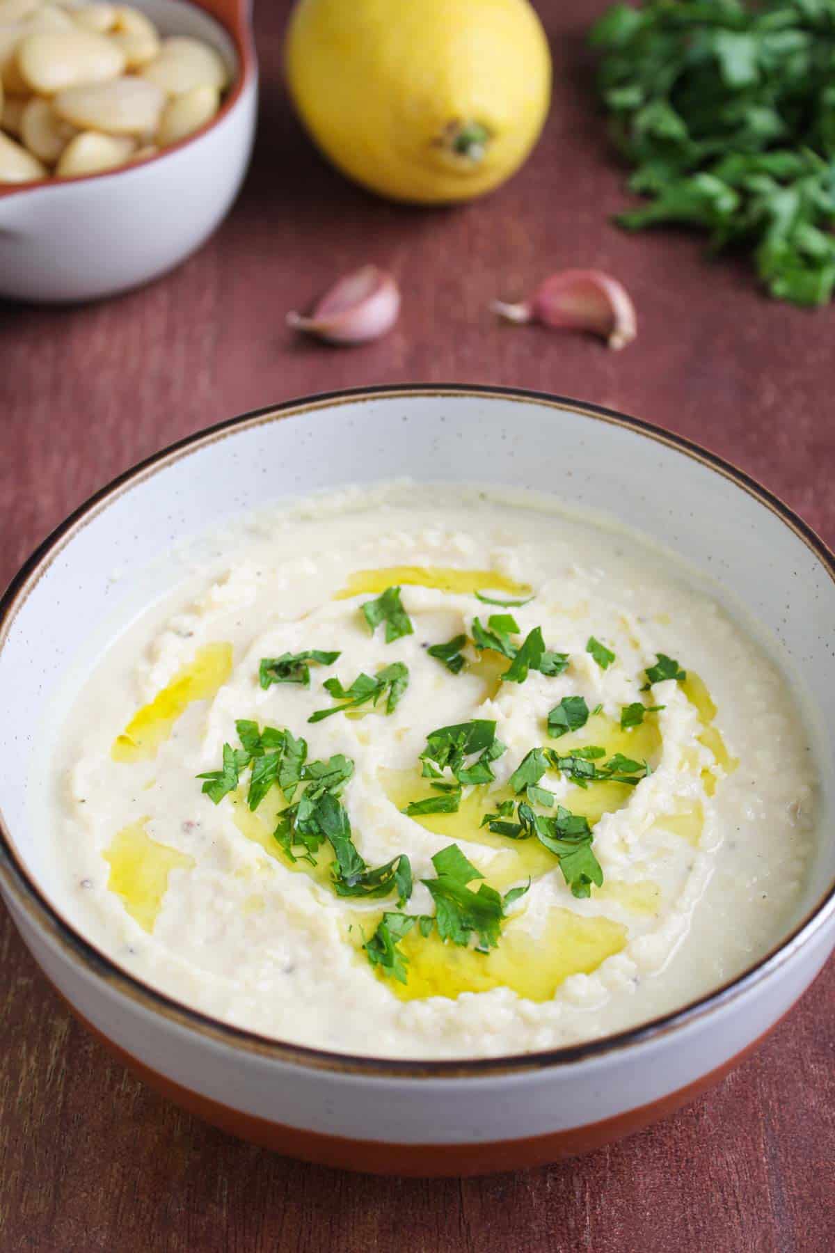Butter Bean Dip with Lemon, Garlic, Olive Oil, and Parsley