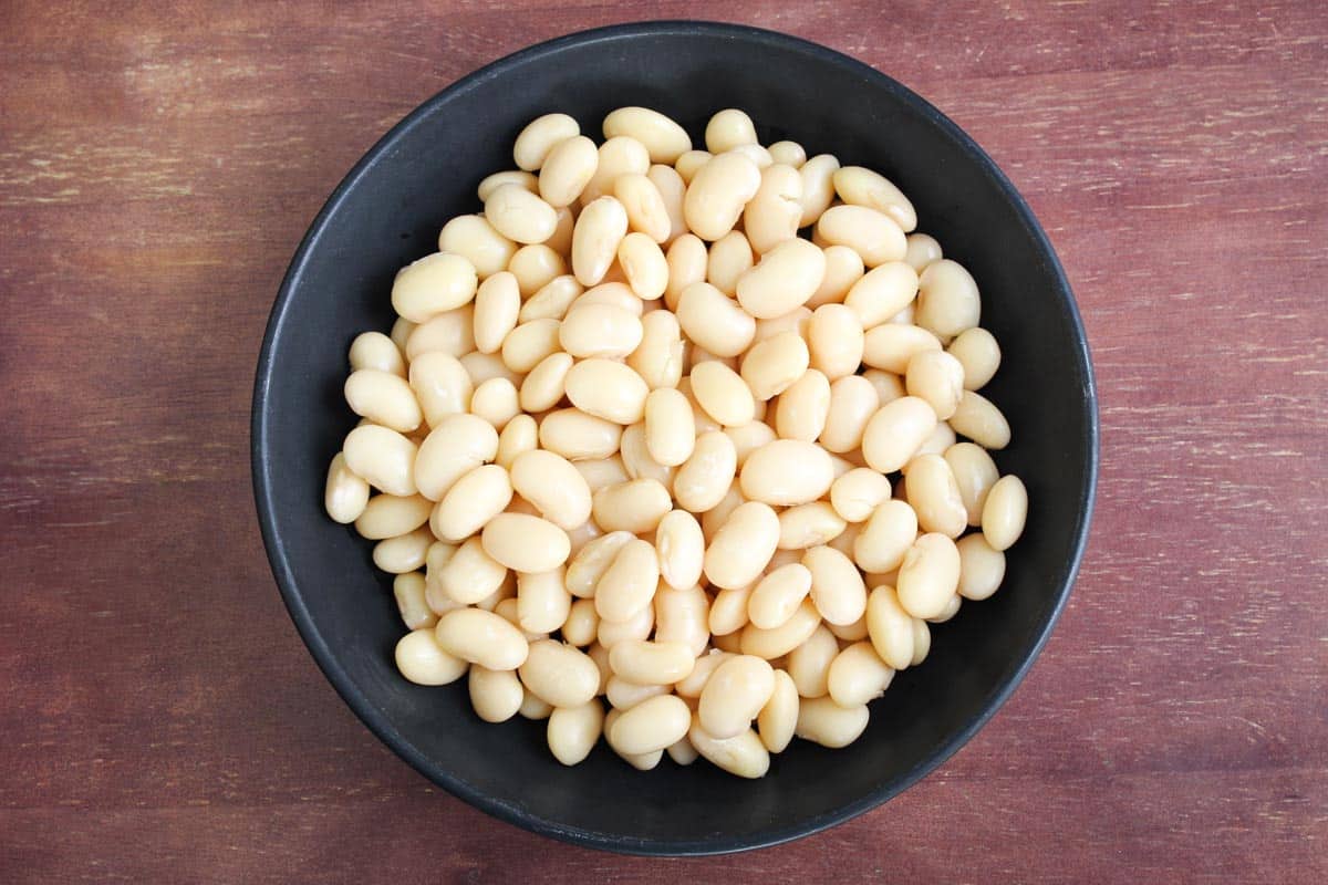 Drained Lima Beans in Bowl