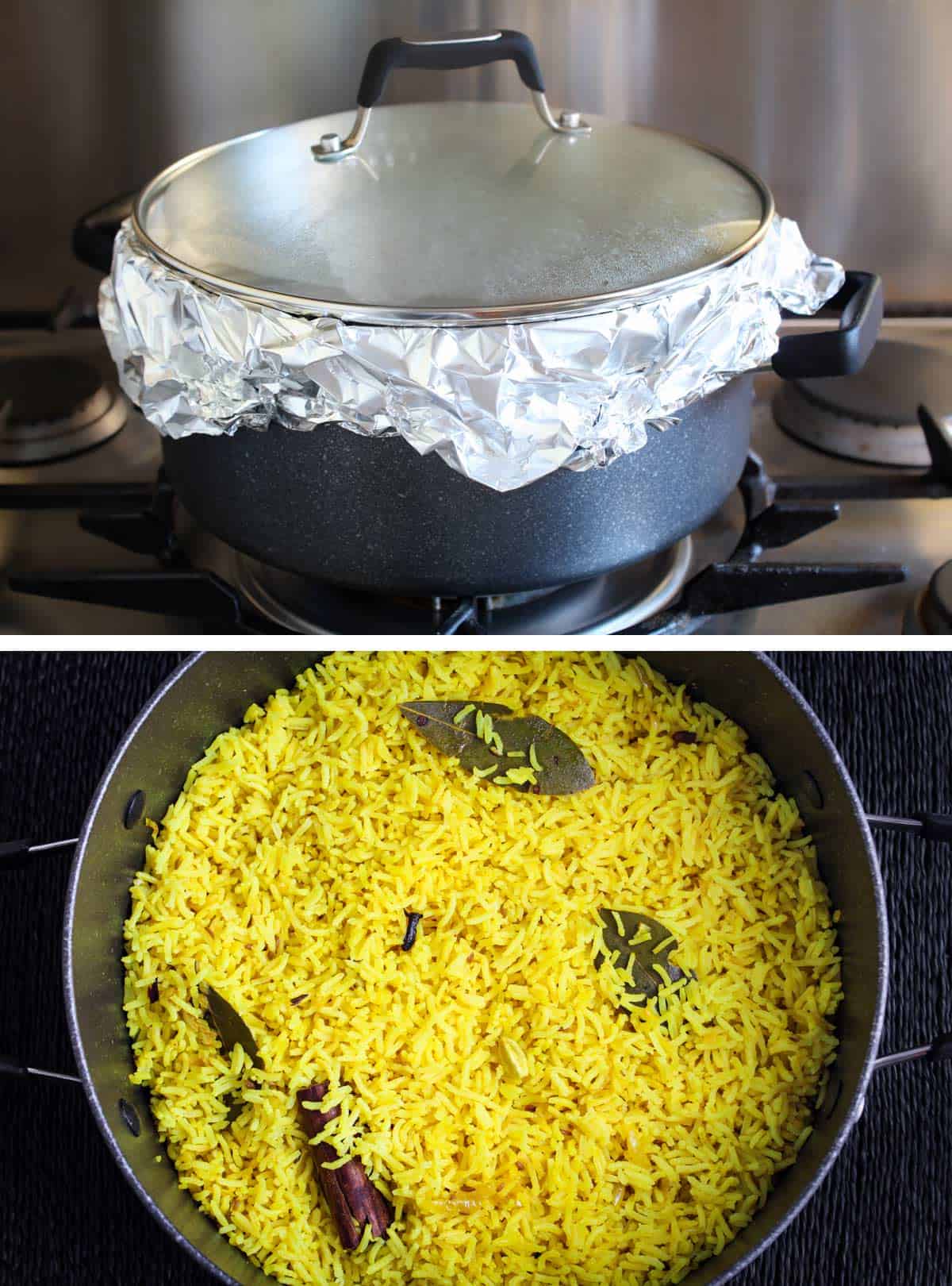 Pilau Rice Cooking with Lid and Foil Seal