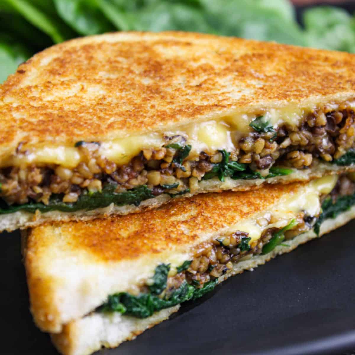 Vegan Haggis Toastie with Spinach and Cheese - The Pesky Vegan