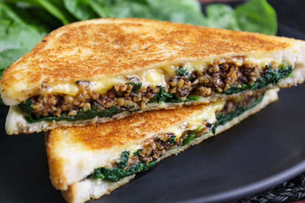 Vegan Haggis Toastie with Spinach and Cheese The Pesky Vegan