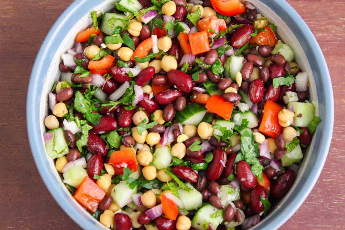 Close-Up of Vegan Bean Salad in Serving Bowl