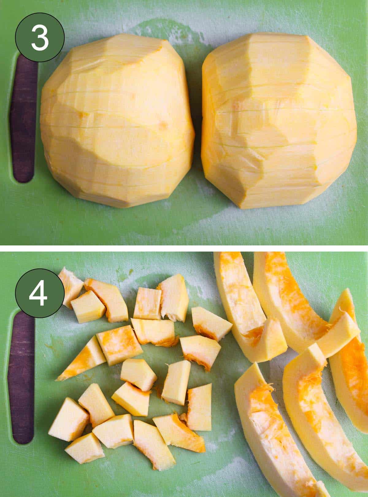 Process Shots Showing How to Chop the Pumpkin