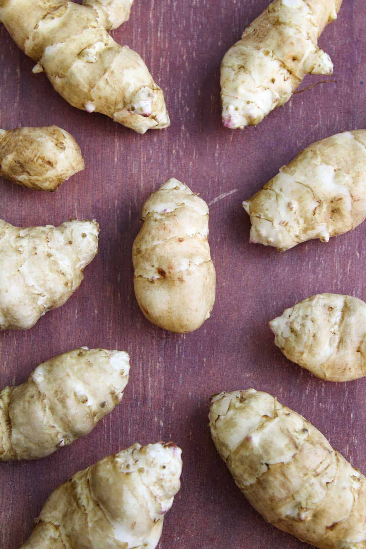 Jerusalem Artichokes on Table After Cleaning