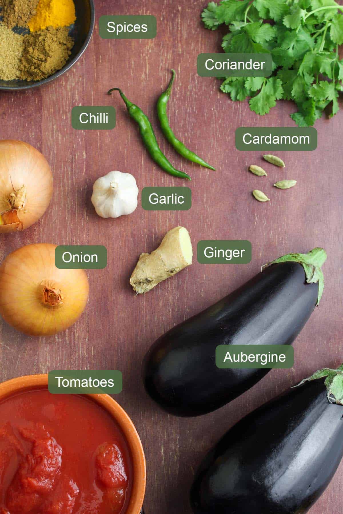 List of Ingredients to Make Aubergine Curry