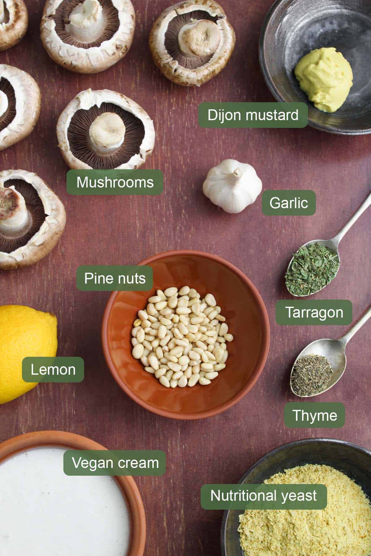 List of Ingredients to Make Creamy Mushroom Pasta Vegan and Gluten-Free