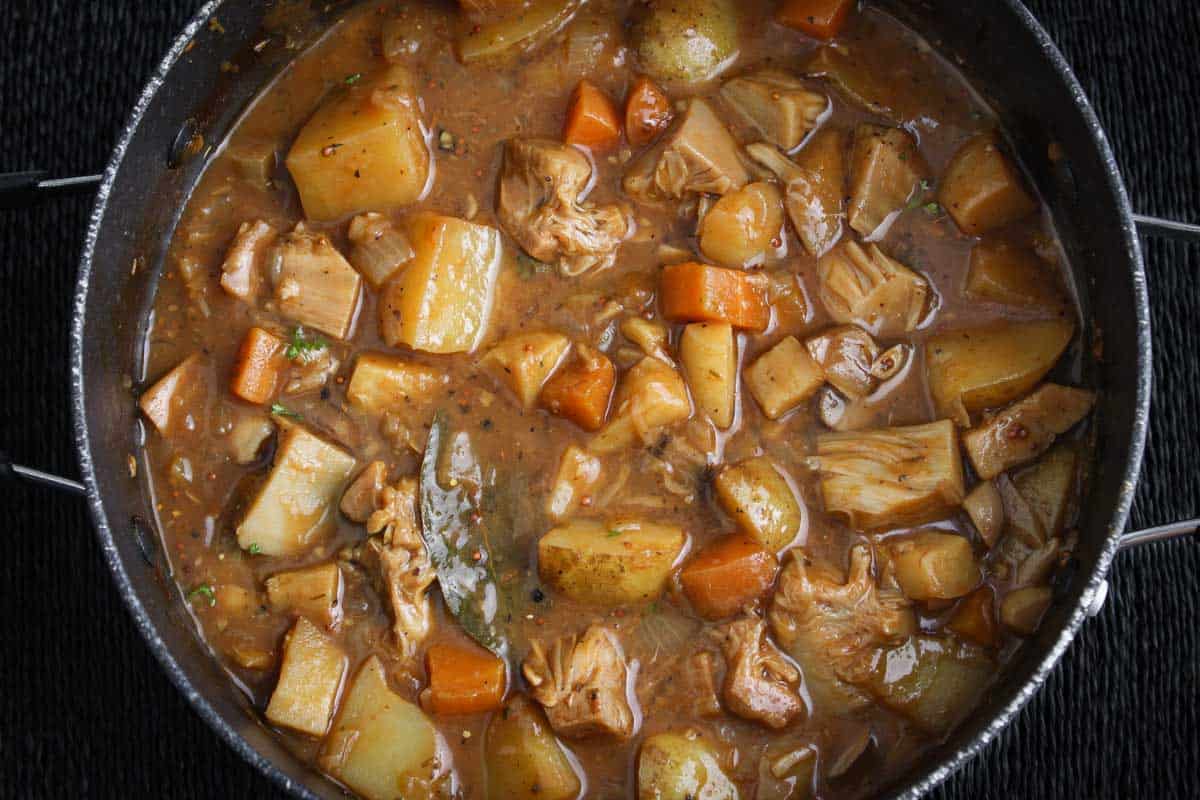 Vegetarian Beef Stew in Cooking Pot