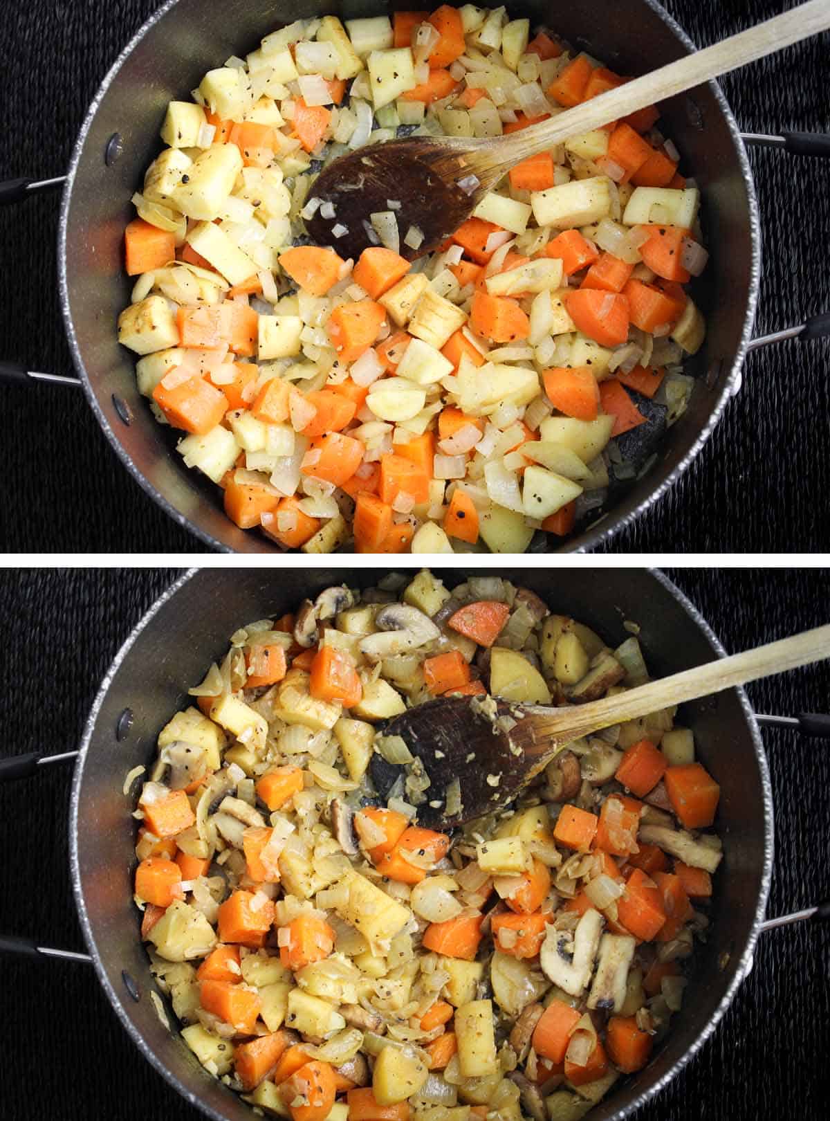 Process Shots - Stew Vegetables Cooking in Pan
