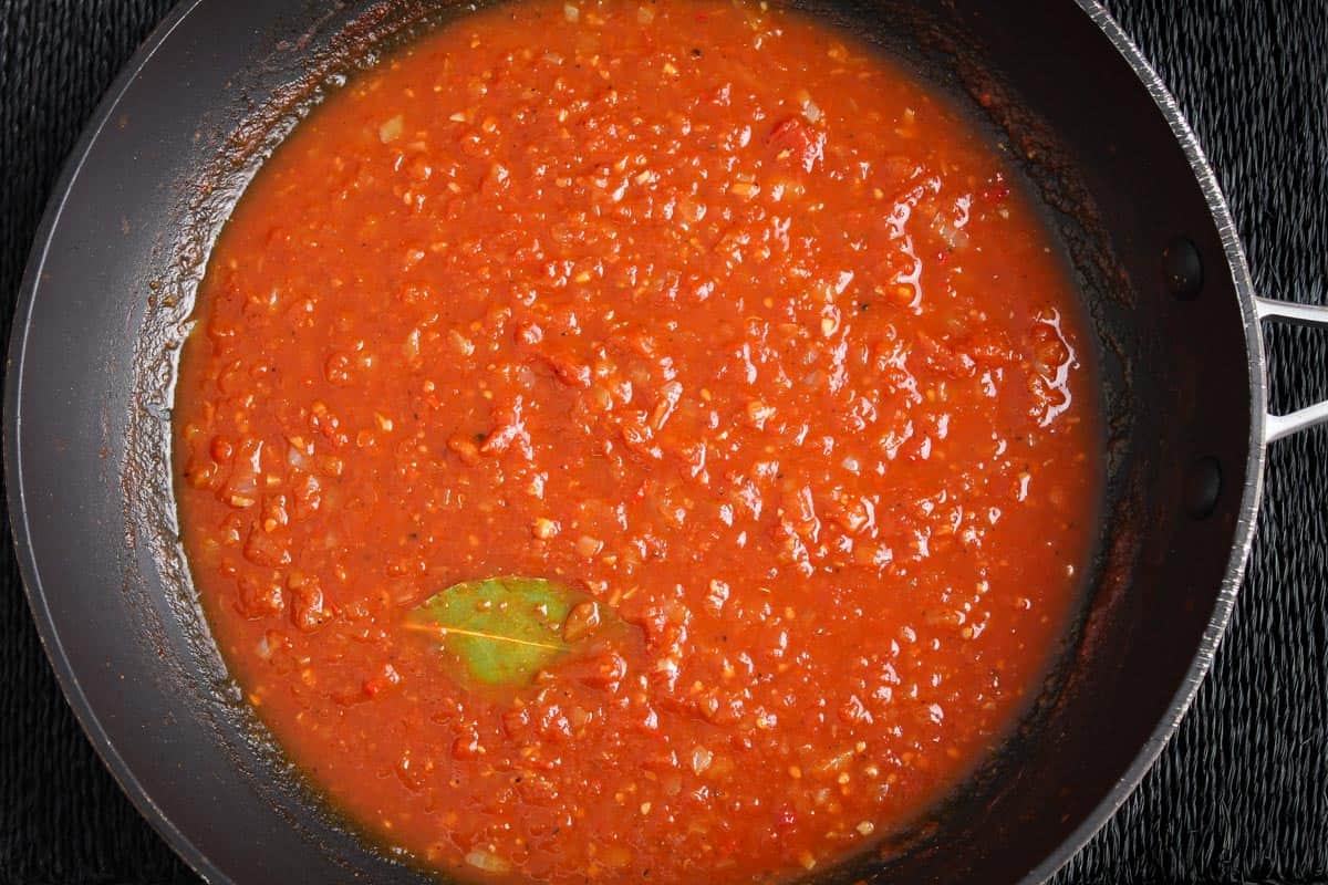 Spicy Arrabbiata Sauce Cooking in Pan