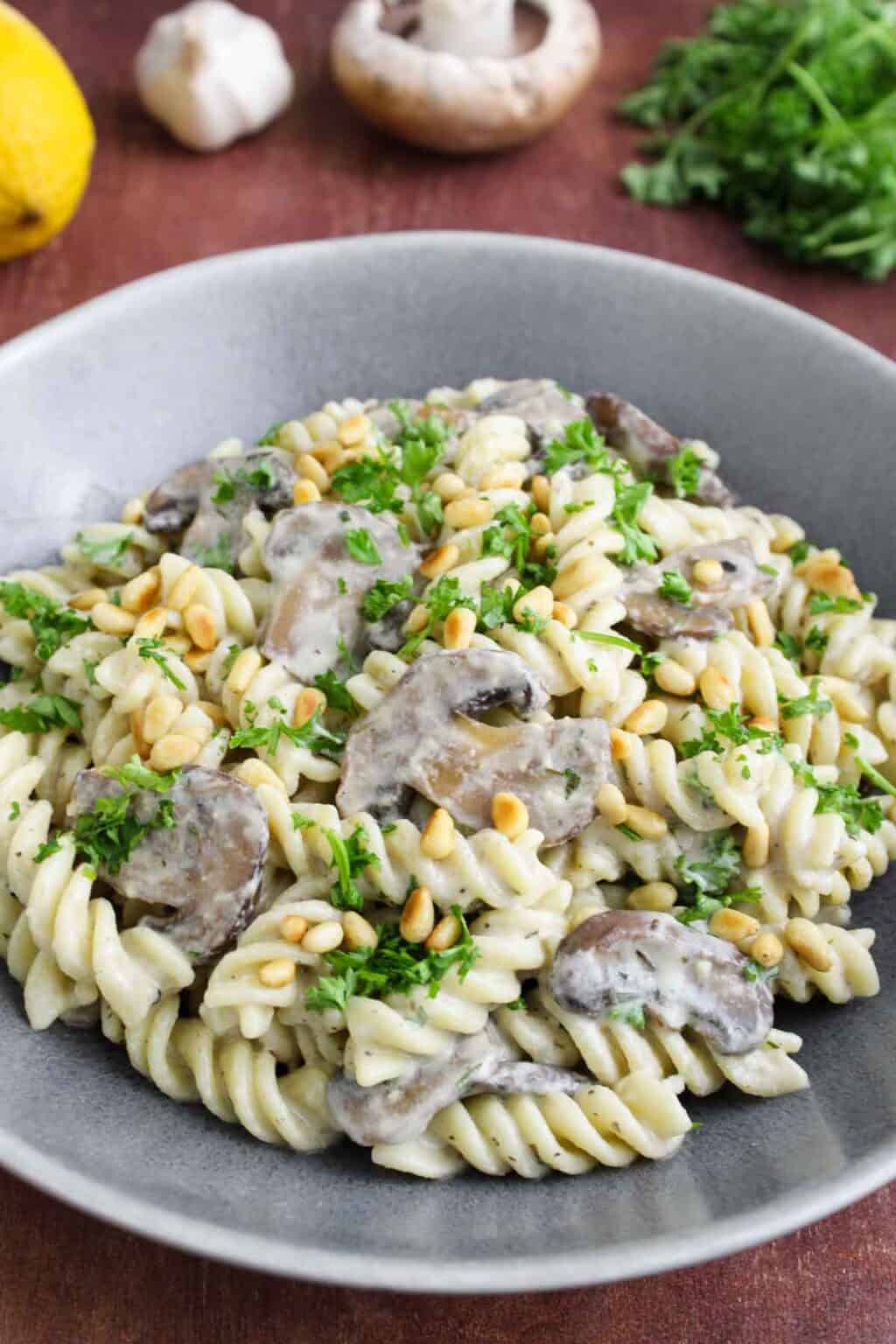 Vegan Mushroom Pasta with Creamy Tarragon Sauce