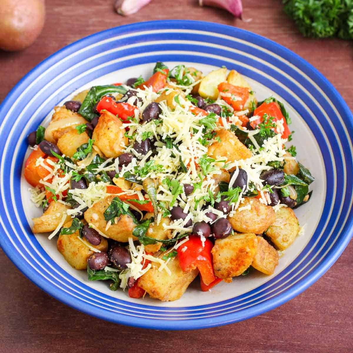 Vegan Hash with Potatoes and Black Beans - The Pesky Vegan