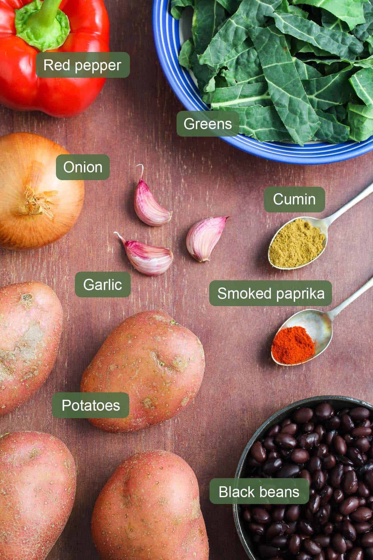 Ingredients to Make Potato Hash Vegan