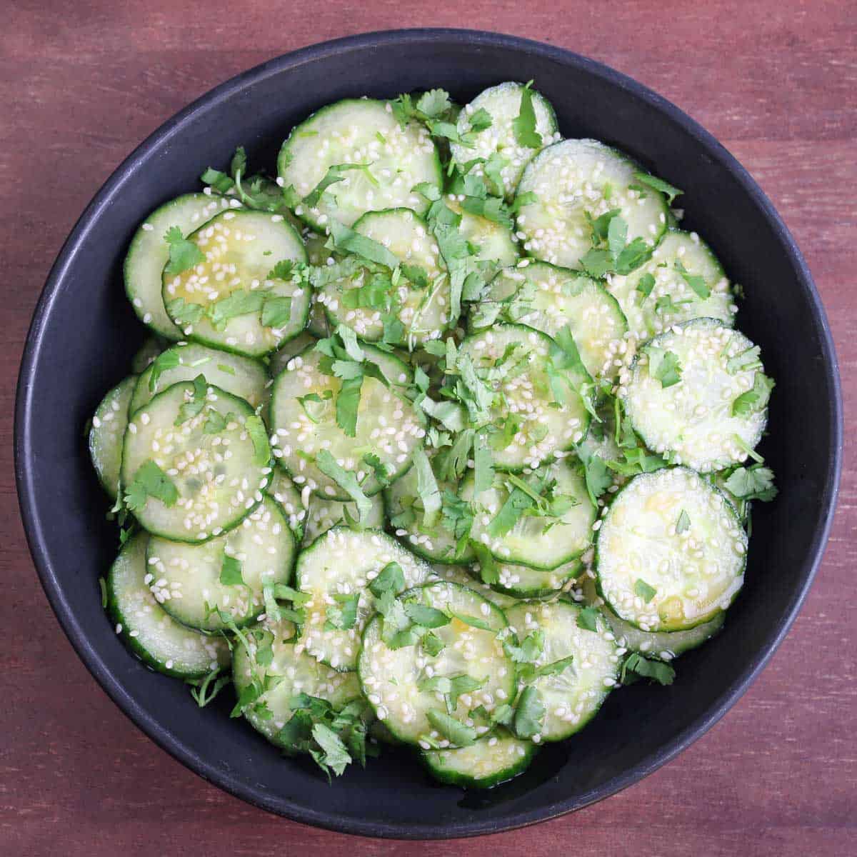 Cucumber Salad with Sesame Ginger Dressing (GF) - The Pesky Vegan