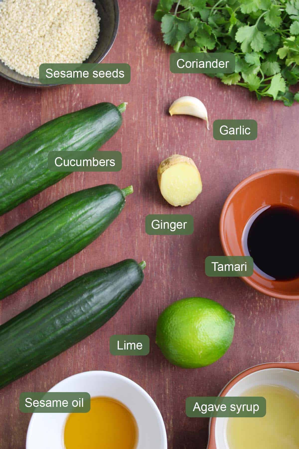 List of Ingredients to Make Vegan Cucumber Salad