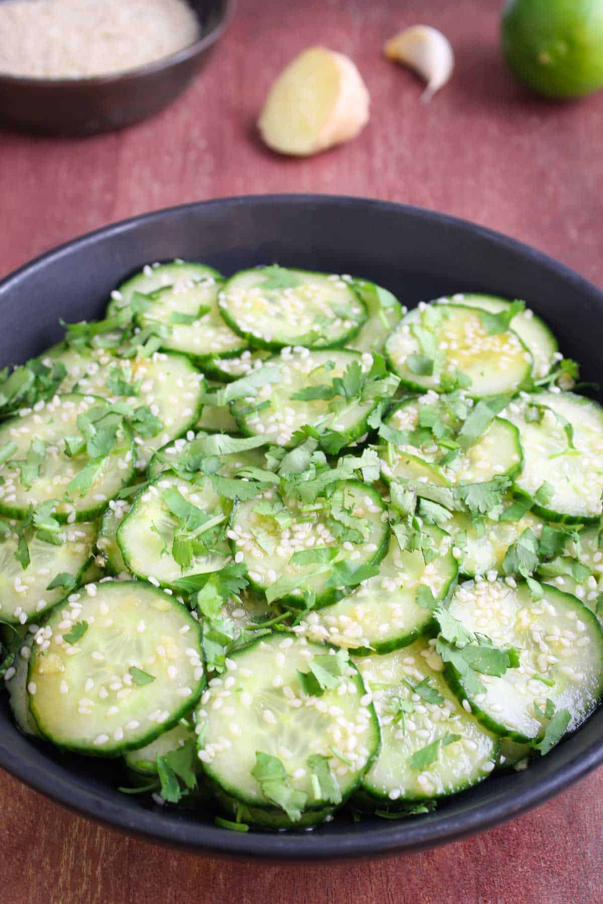 Asian-Style Cucumber Salad with Sesame Ginger Dressing