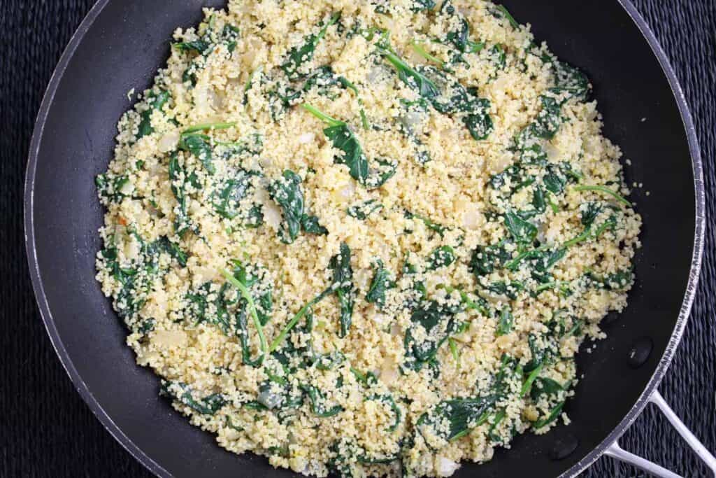 Spinach Couscous with Lemon and Garlic The Pesky Vegan