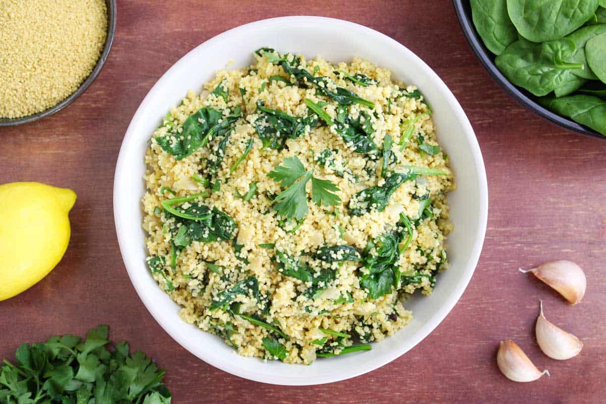 Lemon Spinach Couscous with Parsley