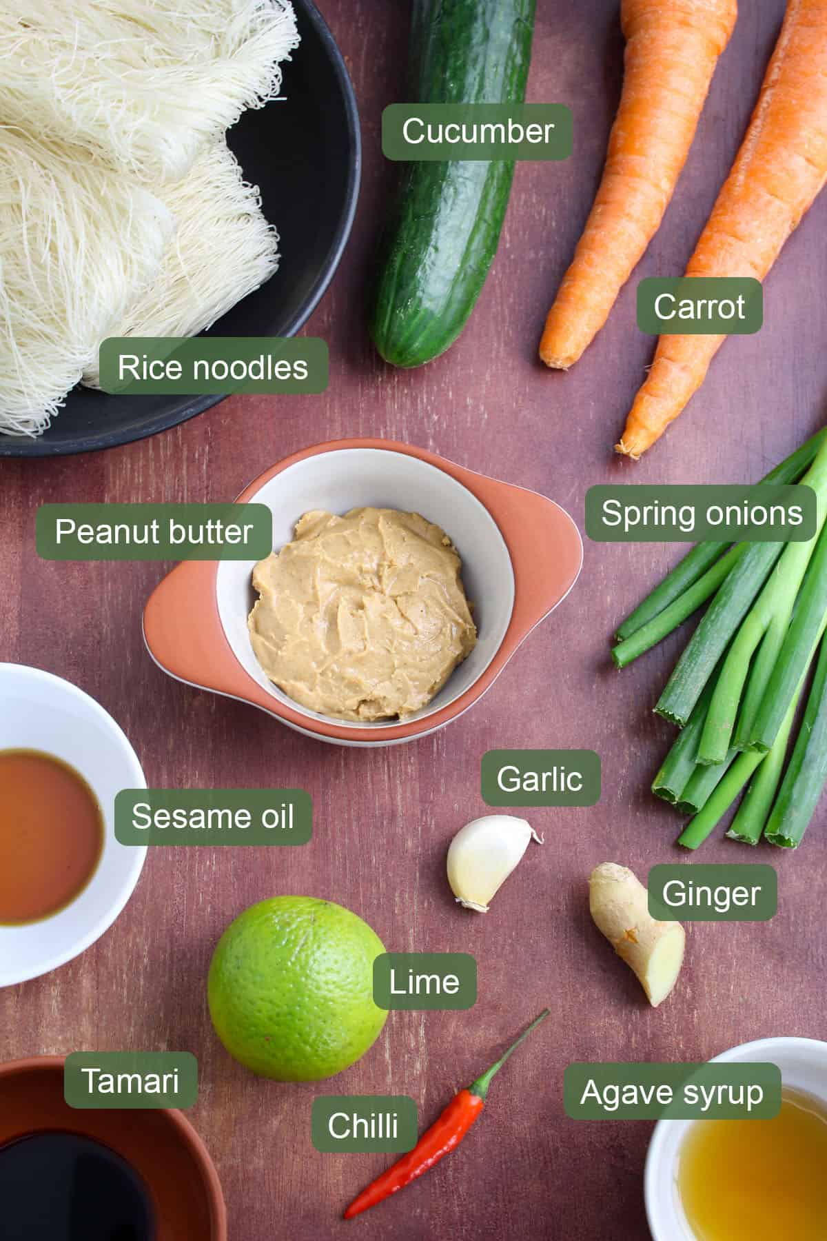 List of Ingredients to Make Rice Noodle Salad