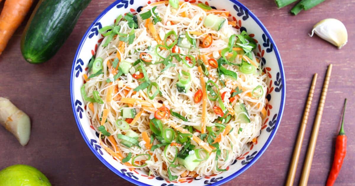 Rice Noodle Salad with Peanut Dressing The Pesky Vegan