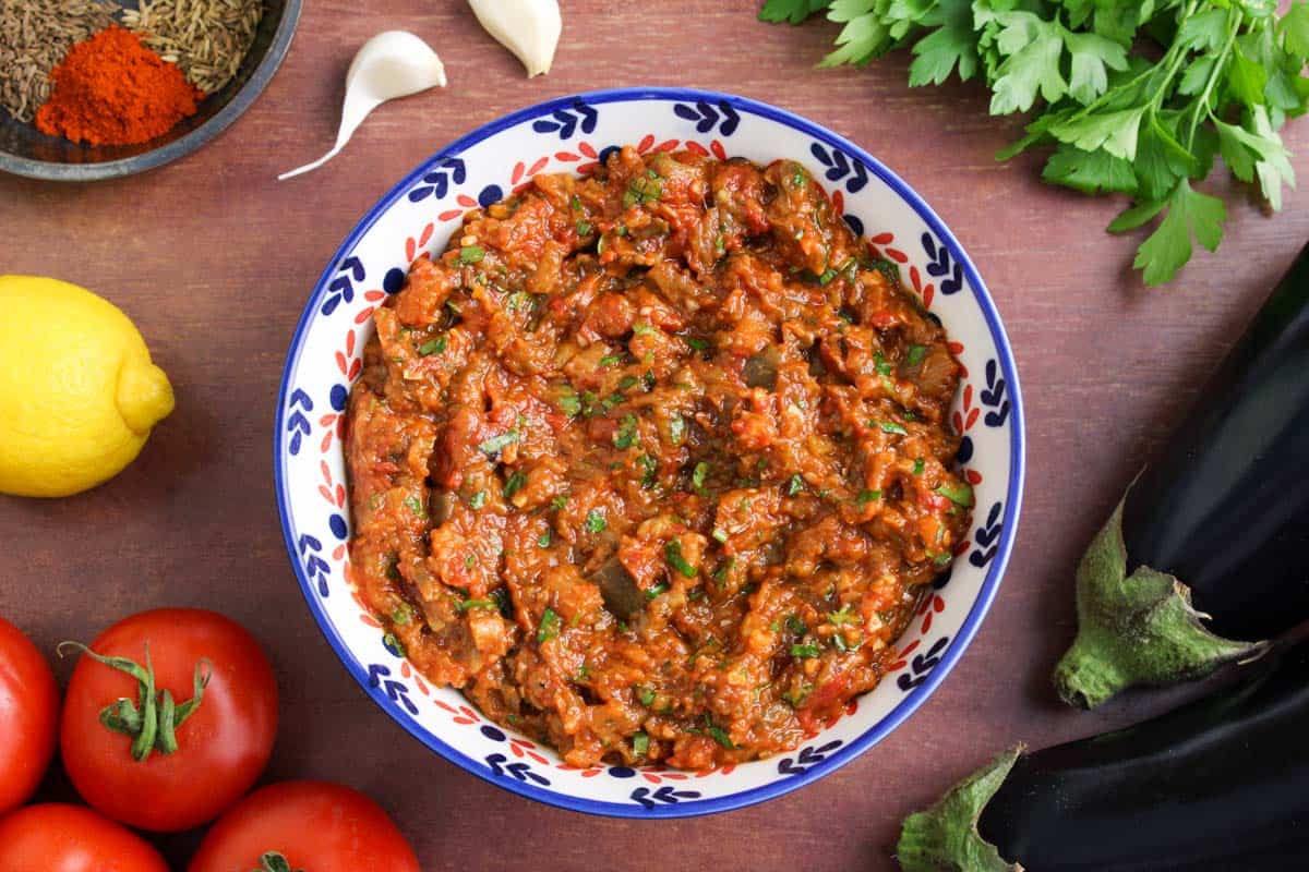 Moroccan Zaalouk Salad with Canned Tomatoes