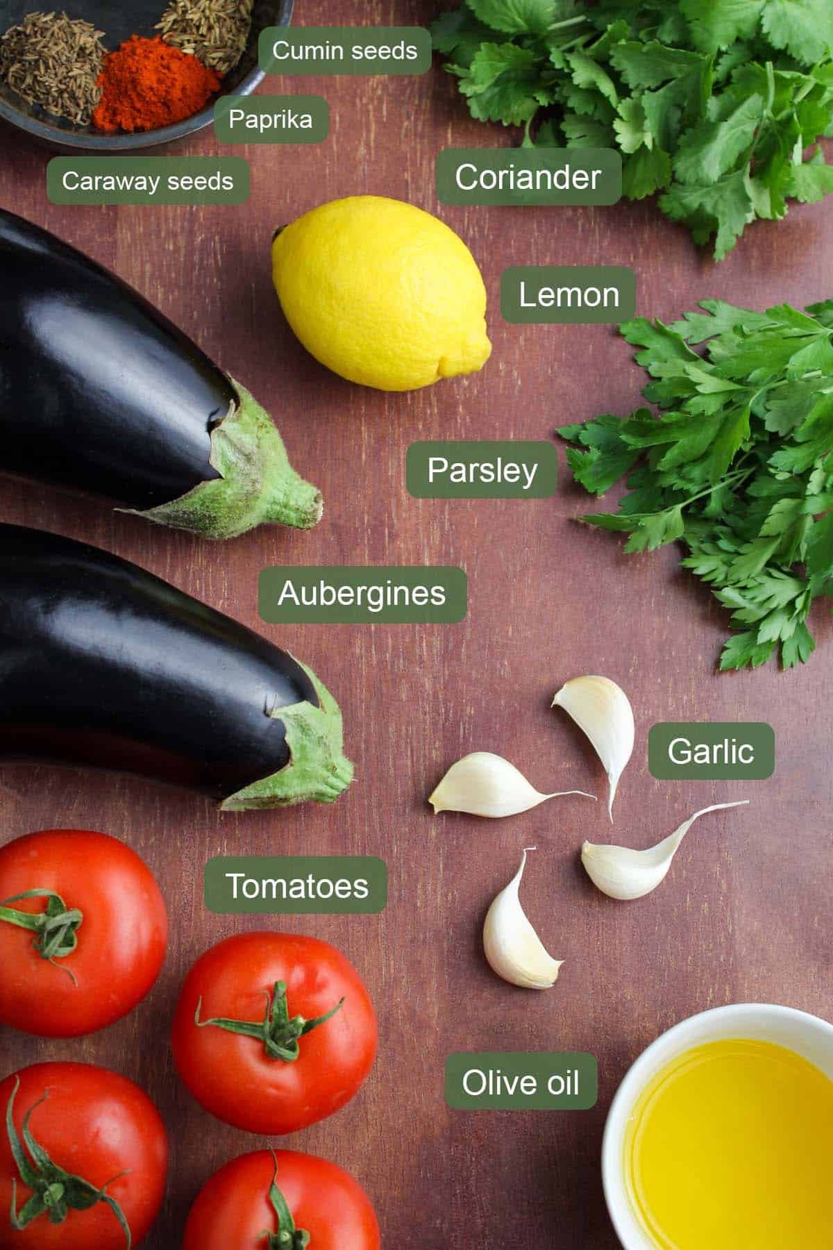 List of Ingredients to Make One-Pot Zaalouk Recipe
