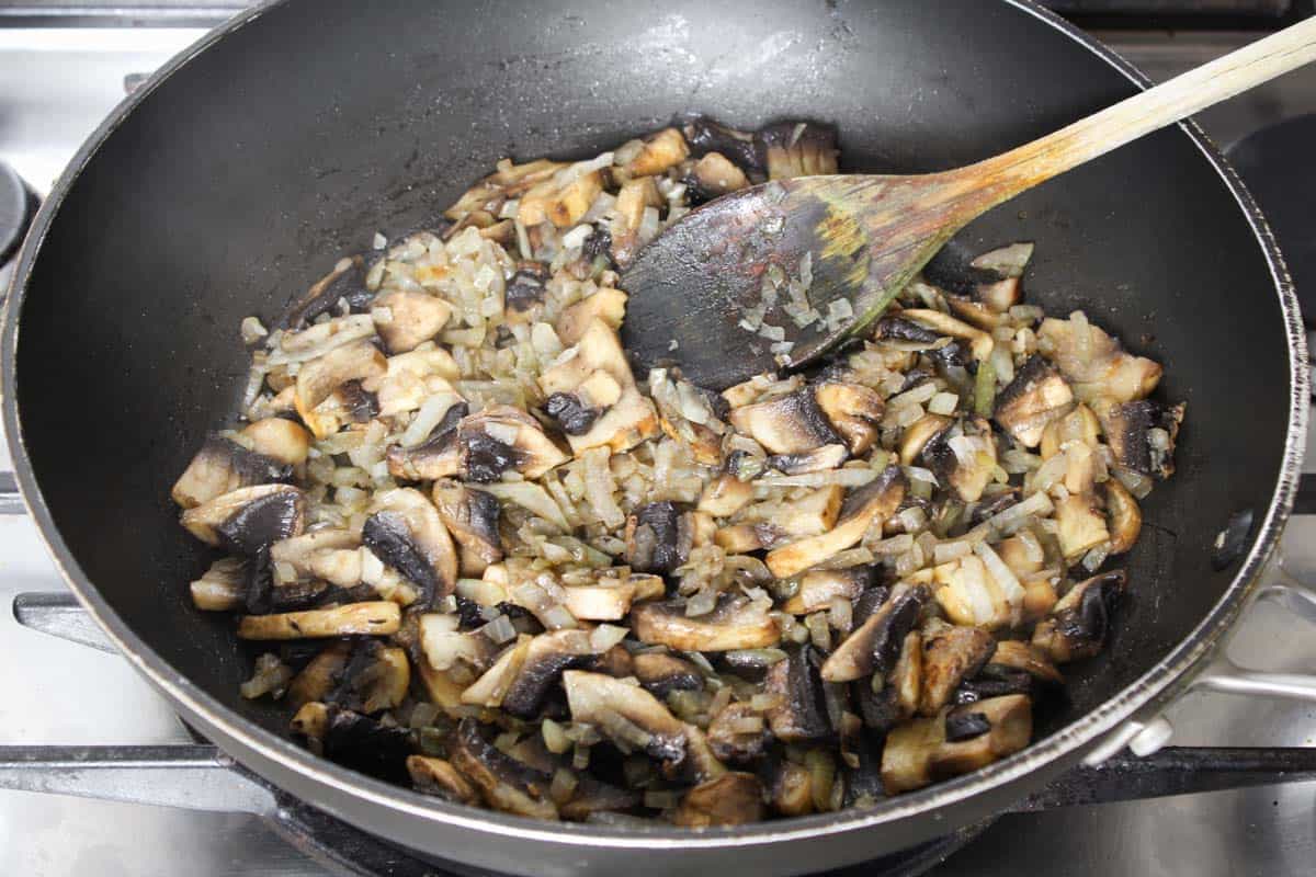 Recipe Process Shot – Mushrooms Frying