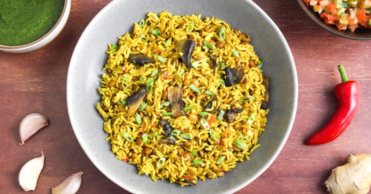 Spiced Mushroom Biryani Recipe - The Pesky Vegan