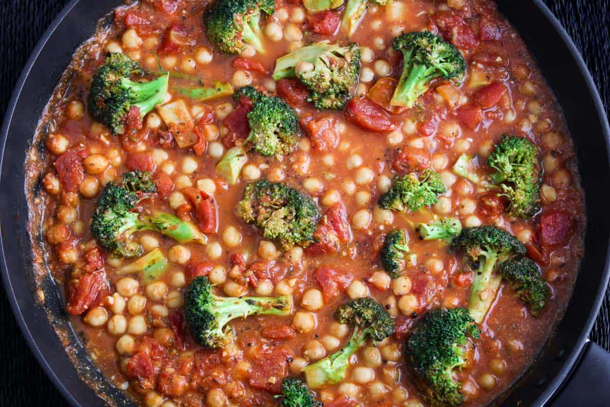 Cooked Vegetarian Chickpea Stew in Pan