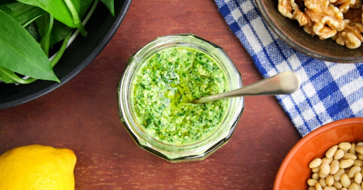 Foraged Wild Garlic Pesto (Vegan Recipe) - The Pesky Vegan