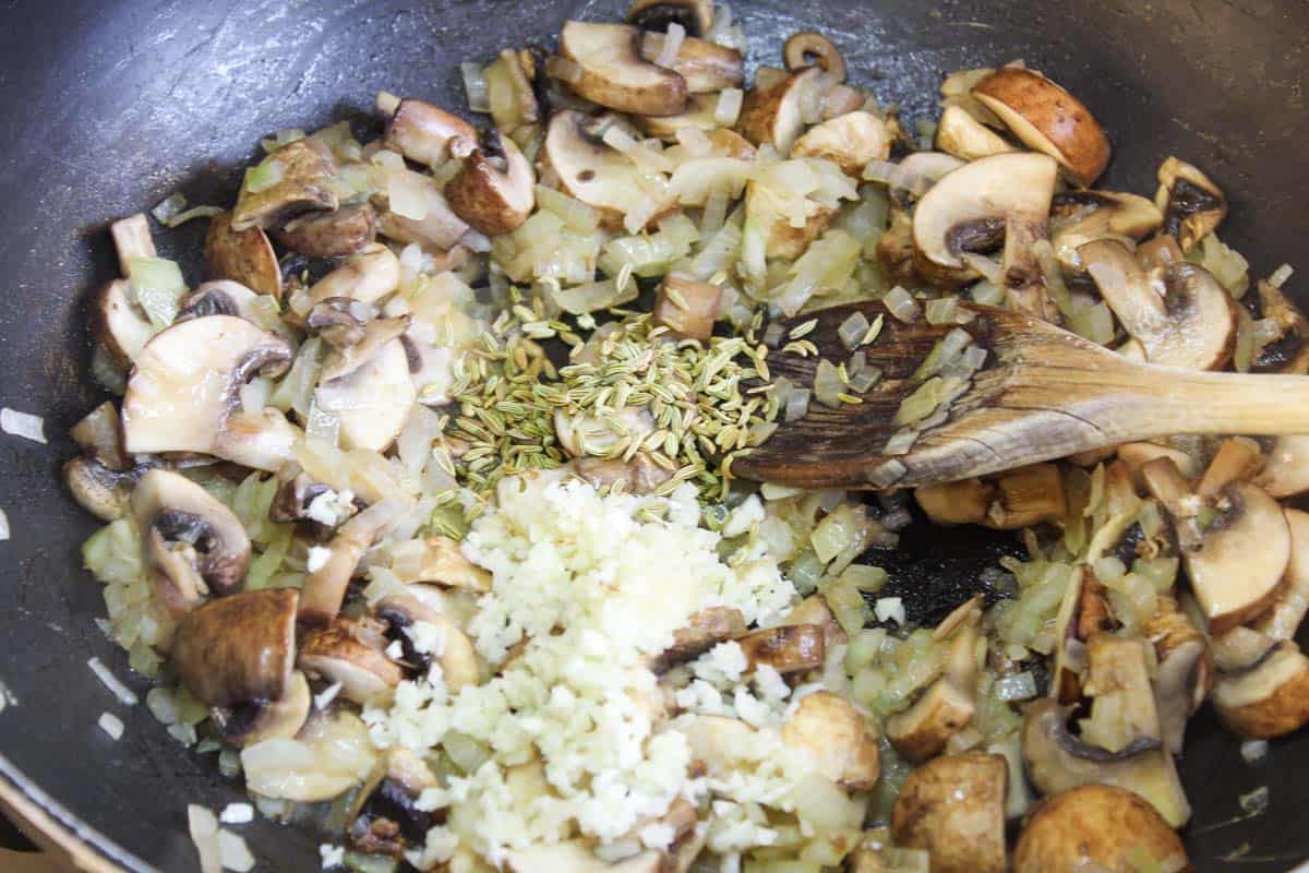 Recipe Process – Adding Garlic and Fennel Seeds