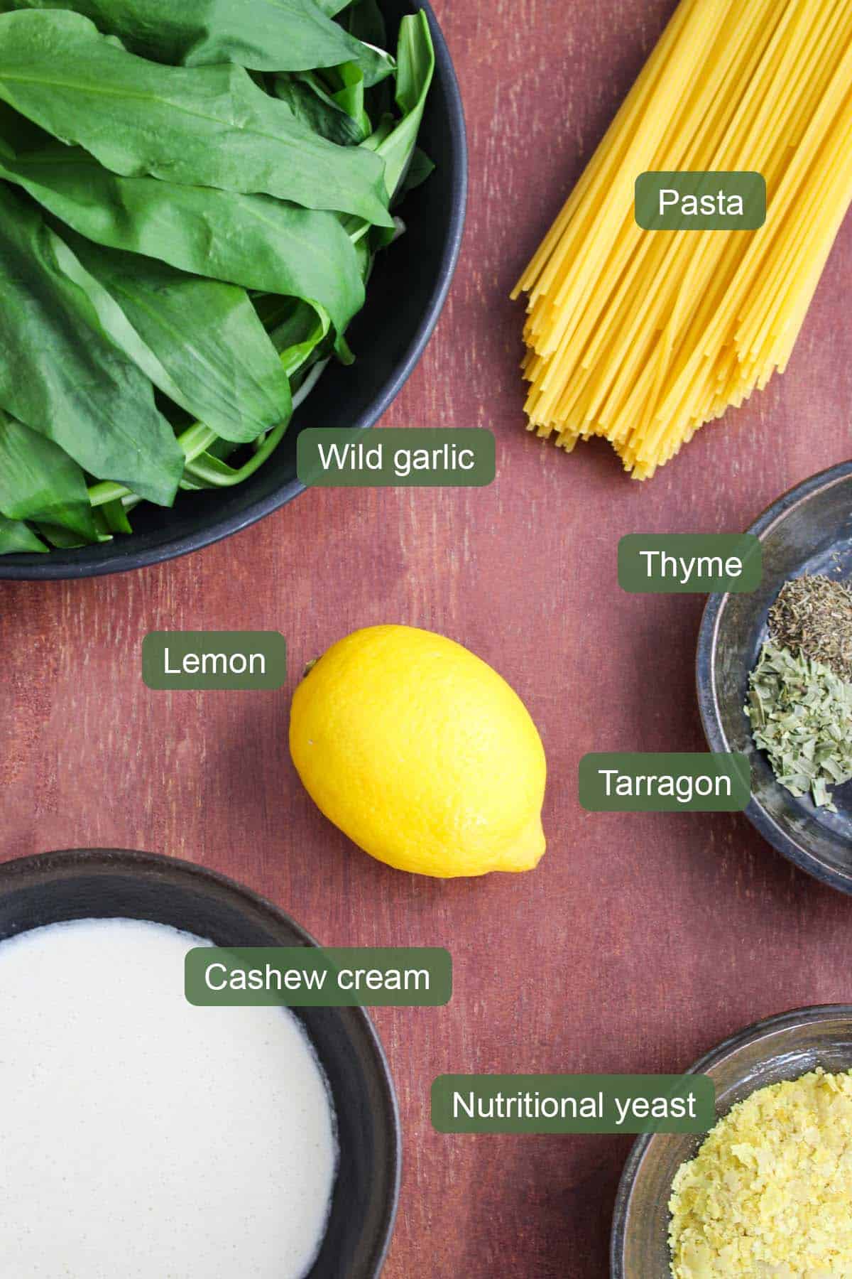 List of Ingredients to Make Creamy Wild Garlic Pasta