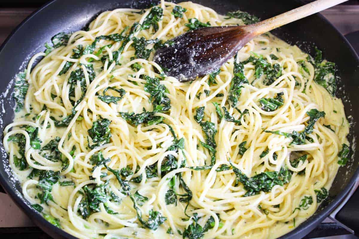 Creamy Wild Garlic Pasta in Pan