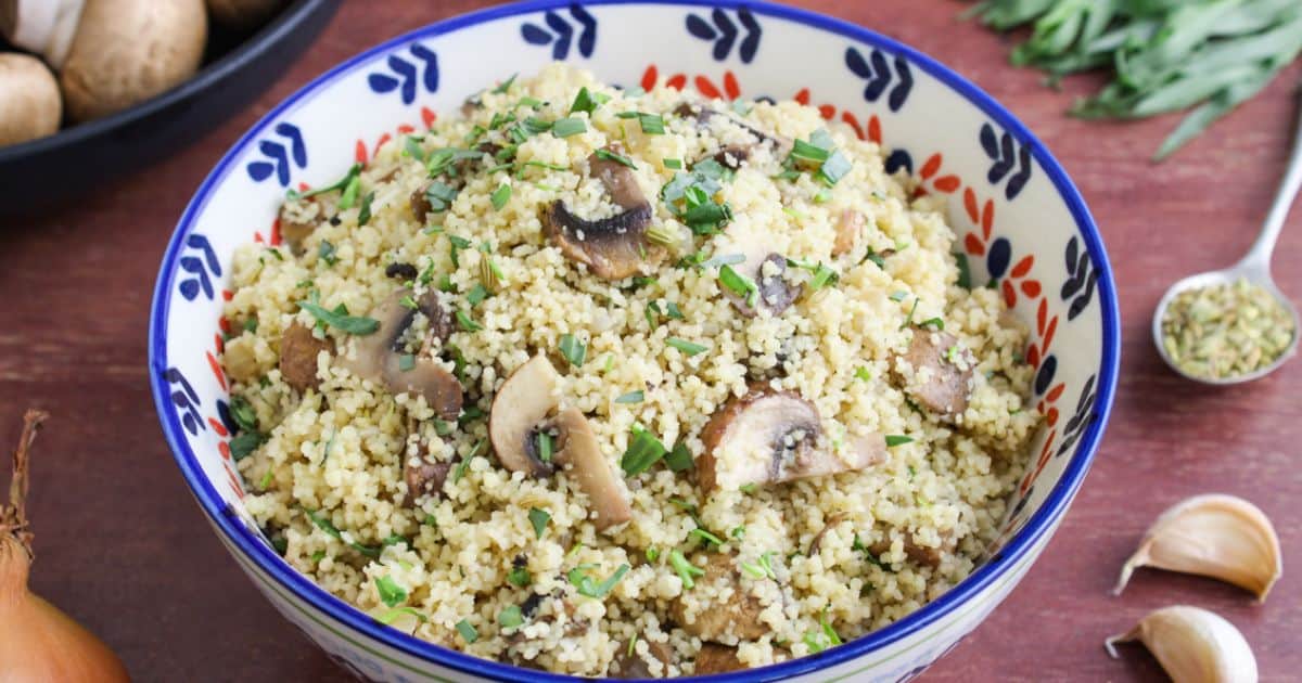 Mushroom Couscous with Tarragon and Fennel - The Pesky Vegan