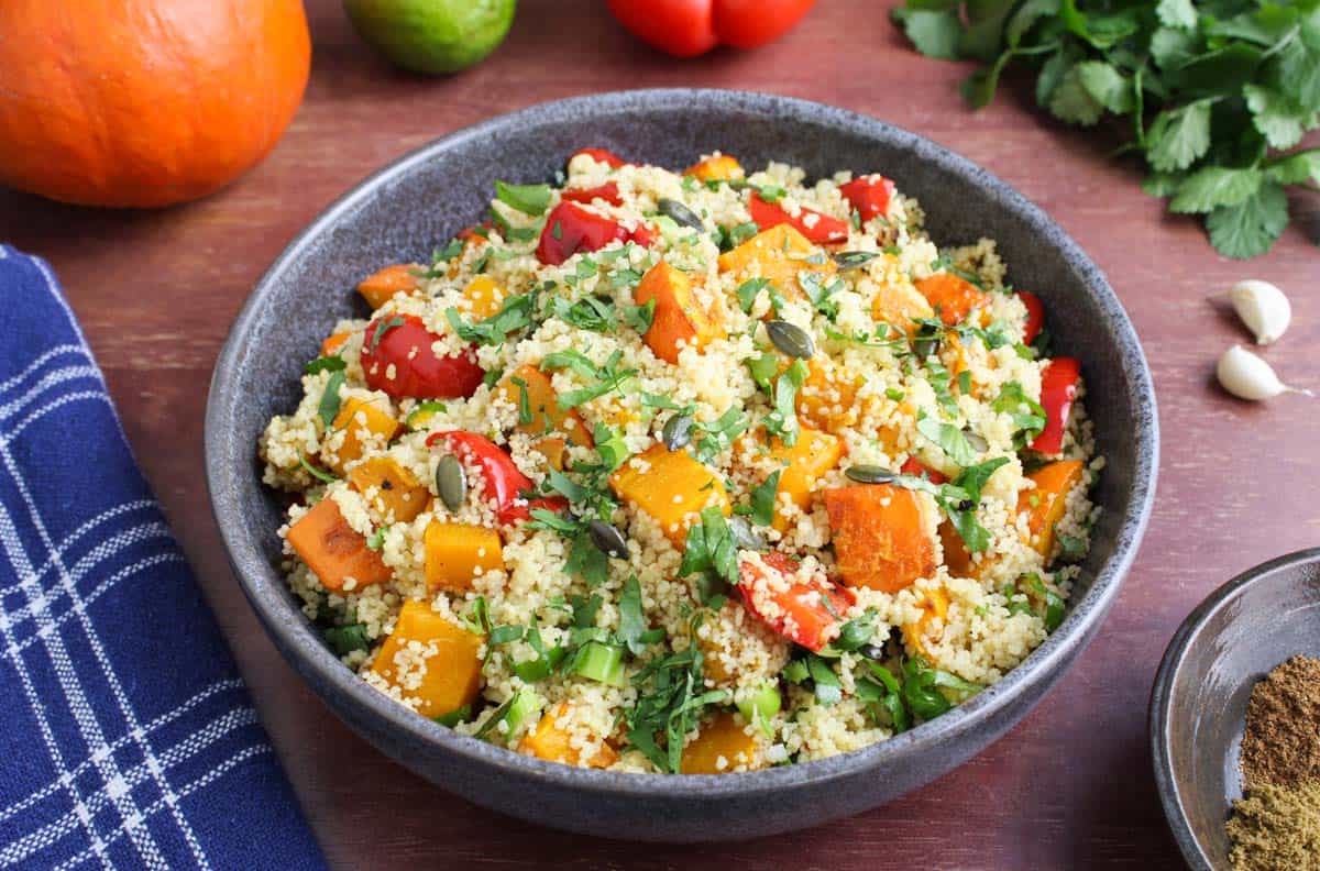 Roasted Pumpkin Couscous Salad in Bowl