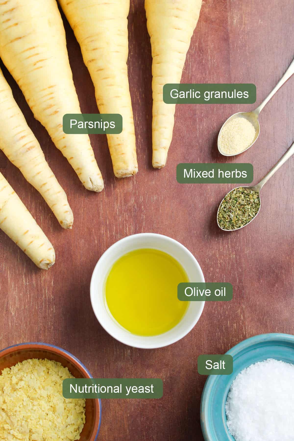 List of Ingredients to Make Roast Parsnips Vegan
