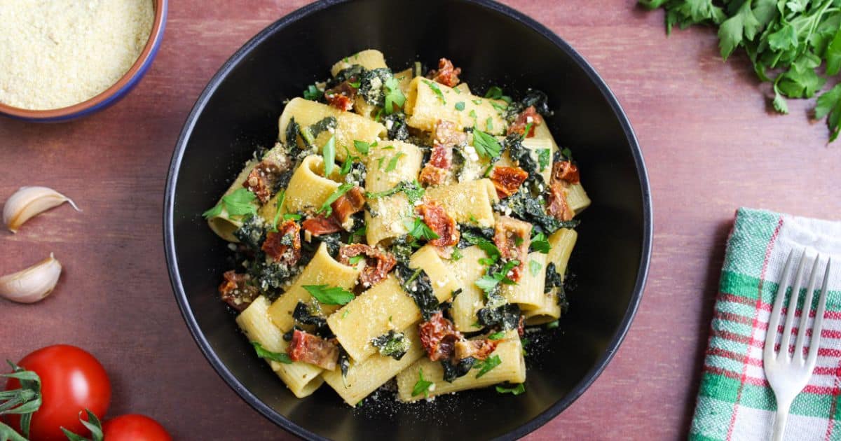 Sun-Dried Tomato Pasta with Kale (Dairy-Free) - The Pesky Vegan