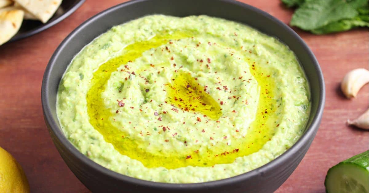 Easy Green Pea Hummus with Cucumber & Mint - The Pesky Vegan