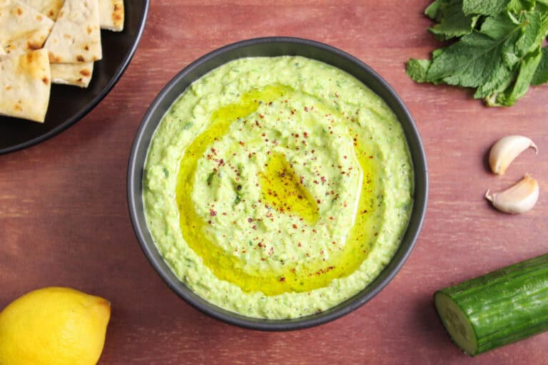 Easy Green Pea Hummus with Cucumber & Mint - The Pesky Vegan