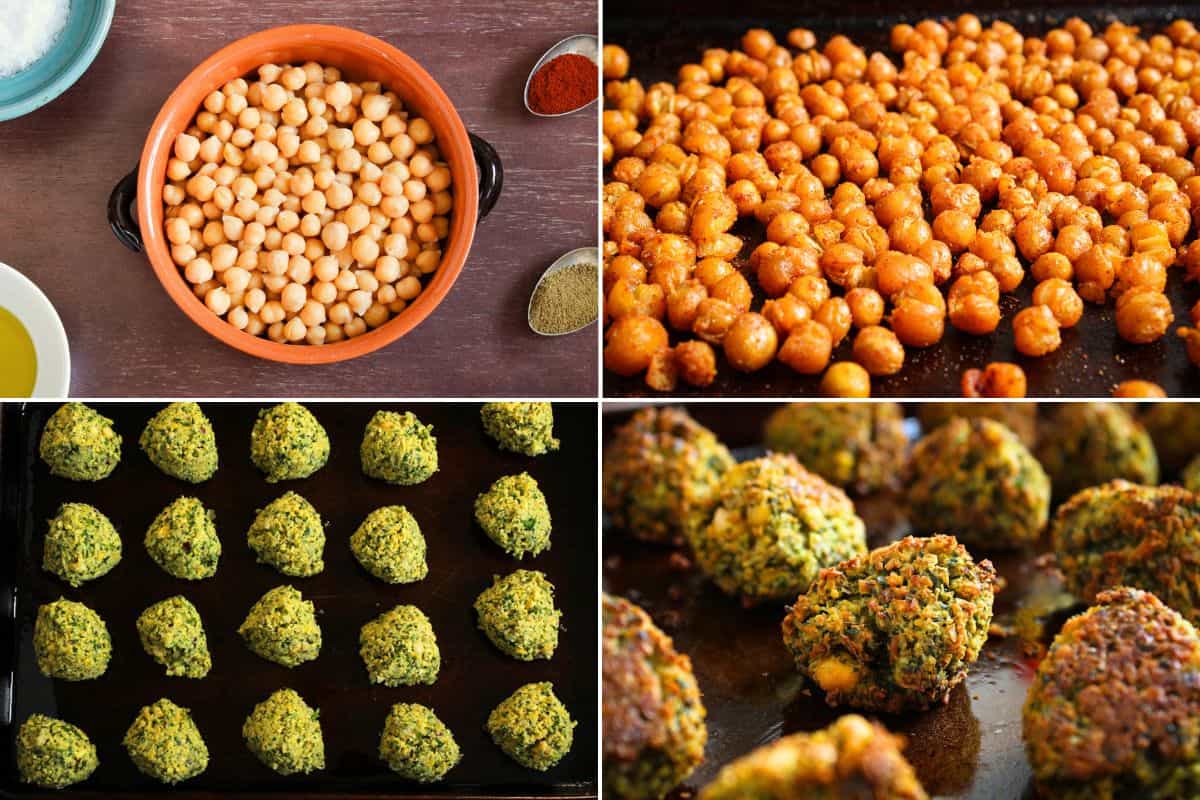 Gallery of snack recipes with chickpeas β falafel and crispy roasted garbanzos
