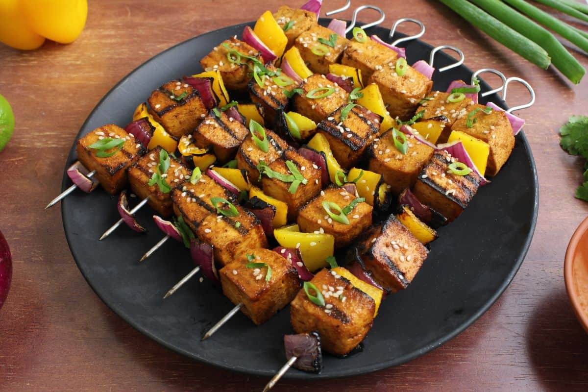 Irresistible marinated grilled tofu skewers