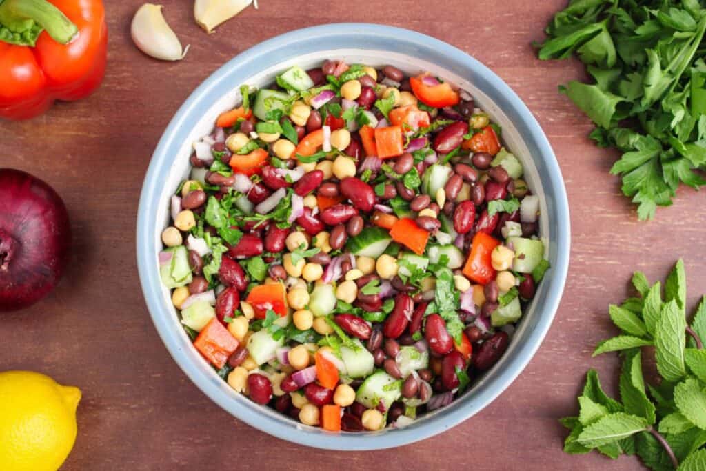 3-bean salad with chickpeas recipe