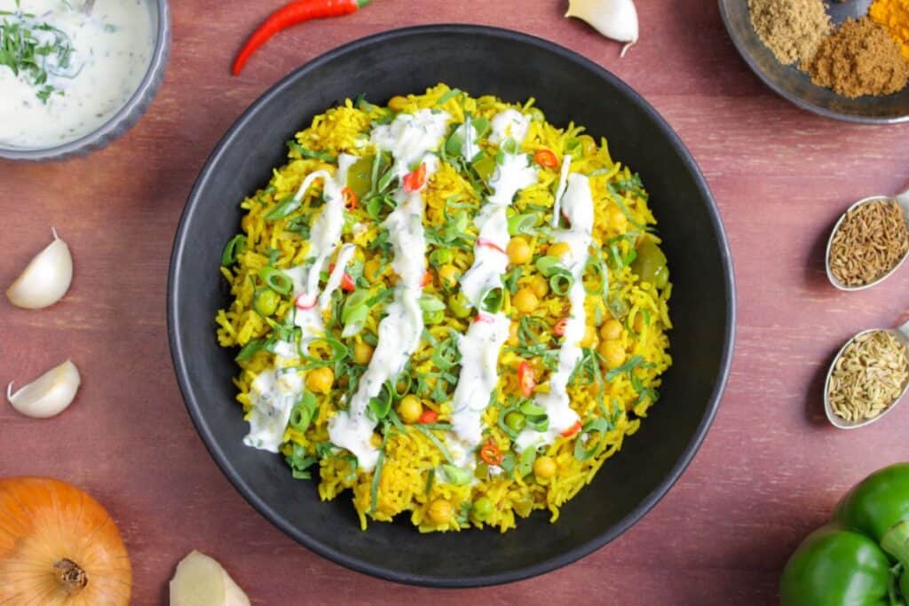 Vegan biryani with chickpeas recipe